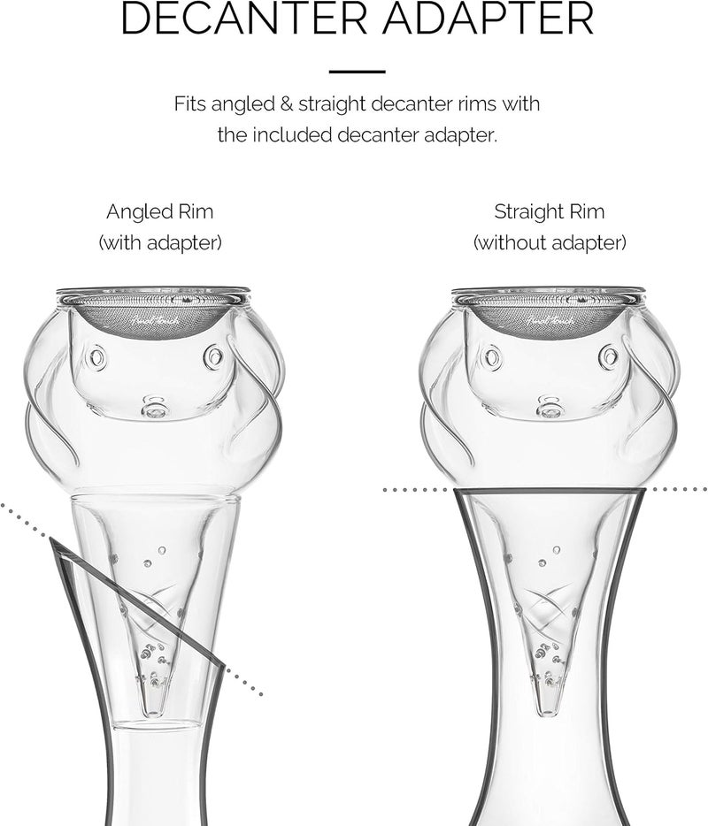 Final Touch Conundrum Aerator for Wine Decanters - Instant Wine Oxygenation, 3 Phase Aeration System, Stainless Steel Sediment Filter, Fits Angled & Straight Decanter Rims (WDA590) - Image 4